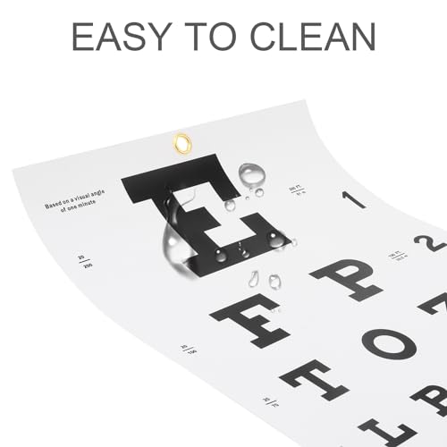 Image of Eye Chart, Complete Snellen Eye Exam Kit, for Eye Exams 20 Feet 22x11 Inches Low Vision Eye Test Charts with Eye Occluder and Pointer