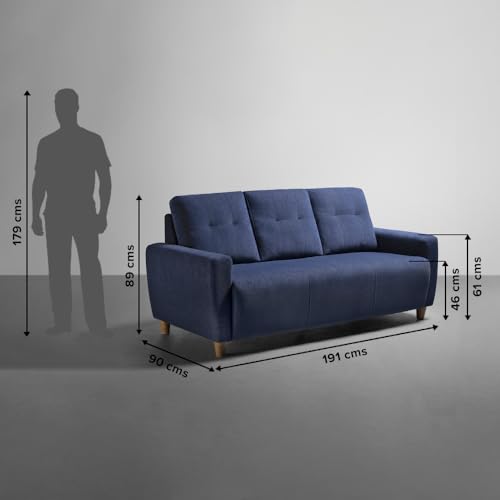 Image of Sleepyhead Yolo Designed by Duroflex - 6 Seater Sofa 3+2+1 Sofa Set |Premium Fabric, Plush 3-Layer Cushioning |Buttonless Tufted & Anti-Sag Comfort |Stylish & Durable |3 Years Warranty - Berry Blue