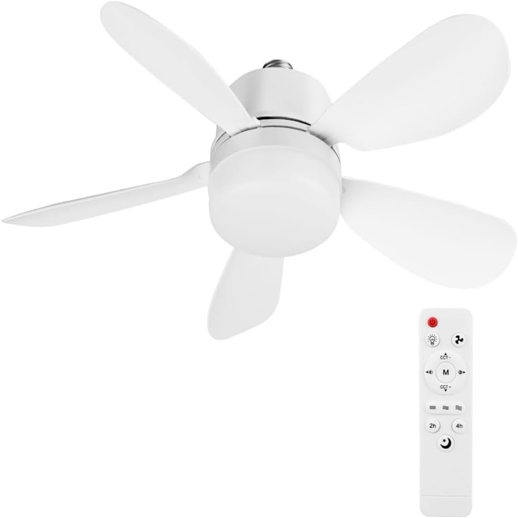 AOBUJDUB Ceiling Fan Light, E26/E27 LED Ceiling Fans with Lights & Remote Control, 3 Colors Dimmable 3000K-6500K, 42cm/52cm Light Bulb Fan(42cm 30w)
