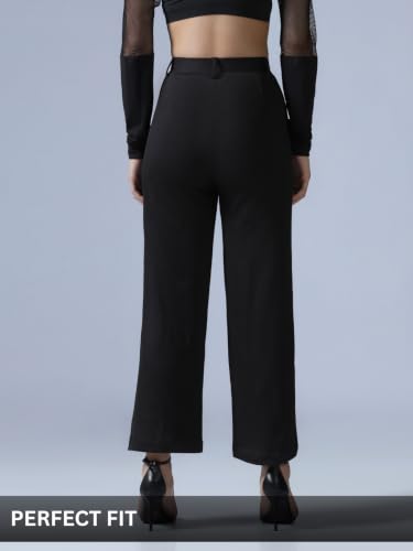 Image of Leriya Fashion Women High Waist Polycotton Formal Trousers | Summer Breathable Wide Leg Pants with Pockets |Casual, Office & Travel Outfits