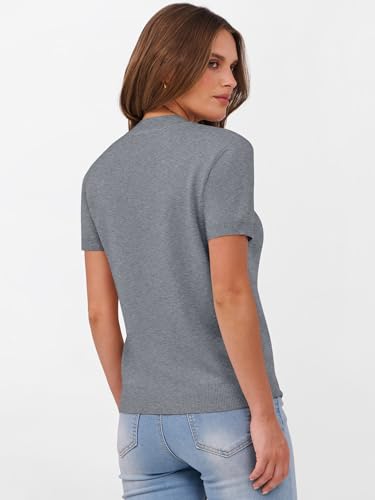 Image of ANRABESS Womens Short Sleeve Sweaters Wool Blend Crew Neck Sweater Shirts Business Casual Work Tops 2026 Summer Outfits