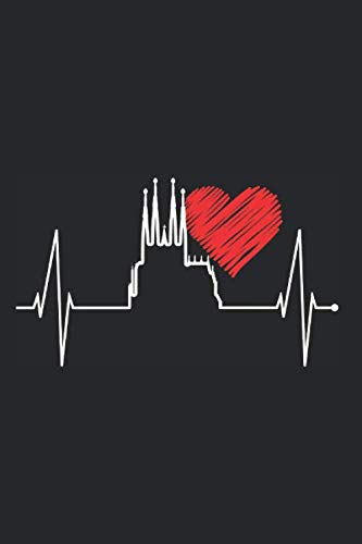 Barcelona Skyline Notebook: Barcelona Skyline Heartbeat Notes Heart Spain Fan I Love Barcelona (Ruled Paper, 120 Lined Pages, 6" x 9") Beautiful Spanish Gift For Spain Lover
