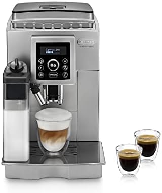 DeLonghi ECAM Cafetera automática compacta con suporte para tazas y con  portafiltro, 1450 W, 1.8 L, plástico, plateado - PREYCA