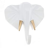 Kepfire White Elephant Head Wall Decor,Resin Decorative Animal Wall Mounted Hooks for Hanging,Animal Shaped Coat Scarf Bag Key Cap Rack for Living Room Bedroom