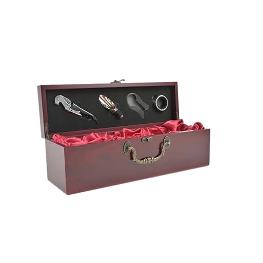 Asc Wein Geschenkschachtel, Detaillierte Kunstvoll Metallgriff und Verschluss Koffer mit Zubehör, Samtausgeschlagen, Wein Geschenkbox