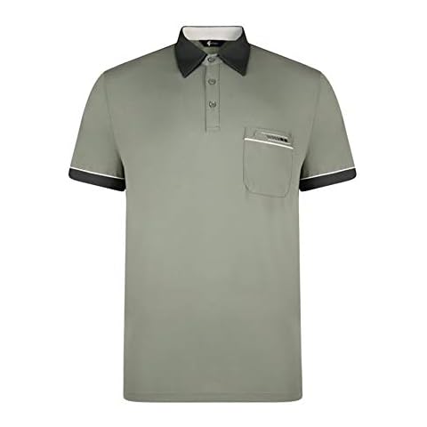 Gabicci - Plain Polo Shirt with Contrasting Collar and Piping (Large, Sage) Cover
