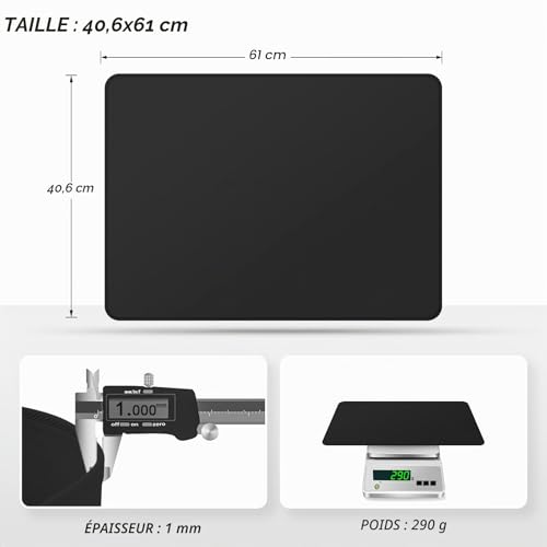 FLASLD Tapis résistant à la chaleur pour friteuse à air, tapis en silicone ignifuge pour comptoir de cuisine, protecteur de comptoir, antidérapant et imperméable (40 x 60 cm, noir) – vue 6