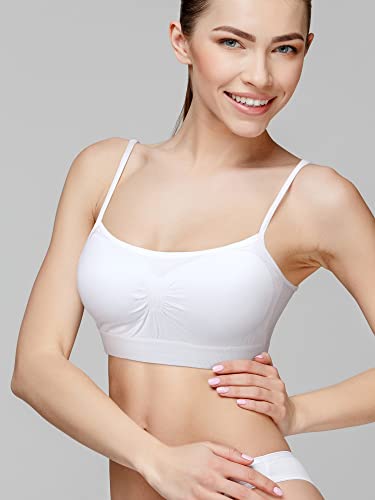 Image of SATINIOR 4 /12 Pieces Bralette Neck Cami Bra Wireless Tank Top Sports Bra for Women
