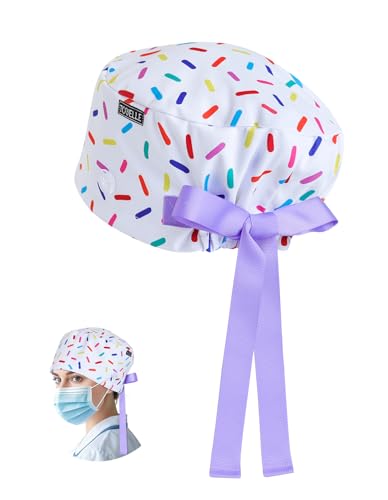 Gorro de quirófano colorido para mujer con botones ajustables miniatura 1