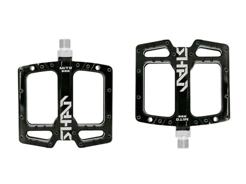 ZQINGQING Pedales Bicicleta Pedal de Bicicleta de montaña Ultraligero con cojinete de Sellado, Pulido, Hueco, Antideslizante, pies Planos, Piezas for Equipos de conducción Pedales(Noir)
