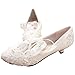 Imagen de Jamron Mujer Elegante Encaje Bordado 3CM Tacón Blanco Zapatos de Novia con Perlas SN070427 EU39