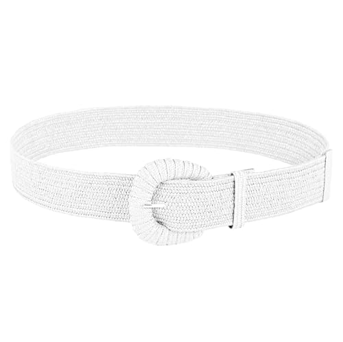 COTIM COYIN Women's Braided Waist Belt with Wide Woven Design and Chunky Buckle