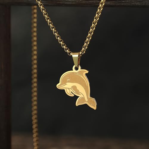 Collier dauphin en acier inoxydable au design soigné unique