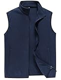 Panegy Herren Fleeceweste Warme Weste mit Stehkragen Winddichte Sportweste Kuschelig für Herbst und Winter Blau Etikett Size 5XL/ EU L