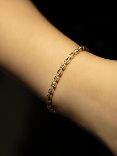 Adjustable Gold Oval Cubic Zirconia Tennis Bracelet for Mom Wife, 925 Sterling Silver 14K Gold Plated, Dainty Jewelry Gift for Women4