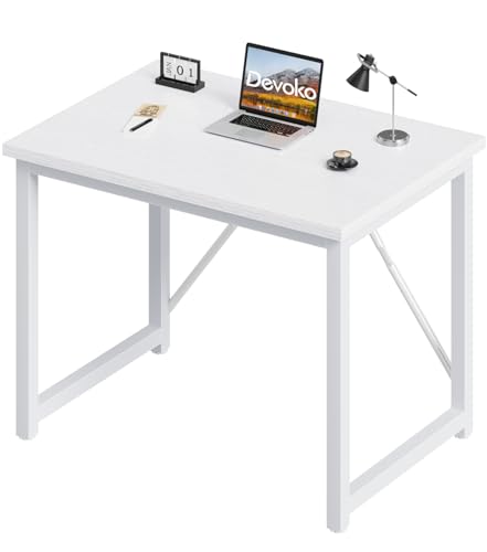 Devoko Schreibtisch Kleiner Tisch Computertisch, 80 x 60 x 75 cm Bürotisch für Arbeitszimmer, Study Table, Industrie-Design Desk, Computertisch Klein für Home, Office, Weißer Devoko Schreibtisch Kleiner Tisch Computertisch, 80 x 60 x 75 cm Bürotisch für Arbeitszimmer, Study Table, Industrie-Design Desk, Computertisch Klein für Home, Office, Weißer