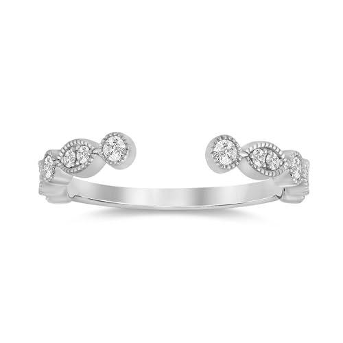 La Joya 1/10-1/4 CT TW Certified Lab Grown Open Diamond Ring Bands | Solid 10k White Gold Diamond Wedding Band Ring | Sparkling GH VS/SI Diamond Ring for Women - Main Image