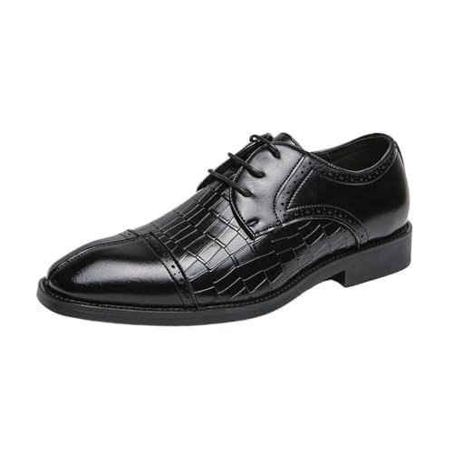 Men's Lace-Up Brogues Pointed Toe Oxfords Stylish Dress Shoes for Wedding & Business