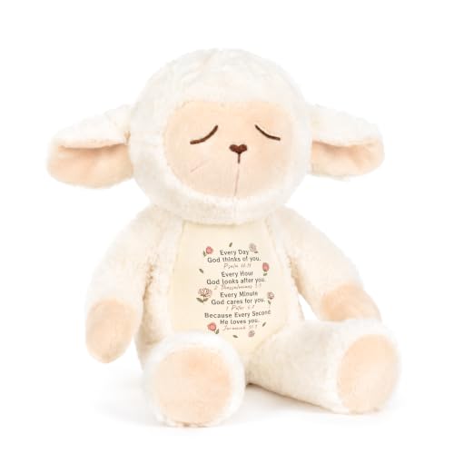 WoollyPearl Praying Sheep Plush Lamb Soft Toy Baptism Gift 15in