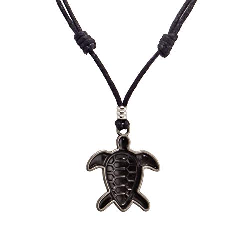 Bluerica Sea Turtle Pendant On Adjustable Black Rope Cord Necklace #TOP2