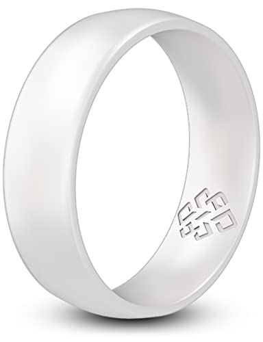 Knot Theory Pearl White Silicone Ring Wedding Band 4mm Size 6