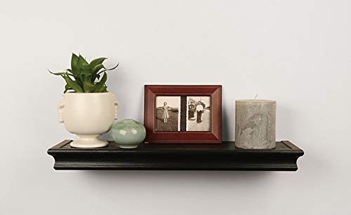 Image of HIGH & MIGHTY 515605-HSU Decorative 18 inch Floating Shelf Holds up to 15lbs, Easy Tool-Free Dry Wall Installation, Beveled, Retail Pack of 2, Black
