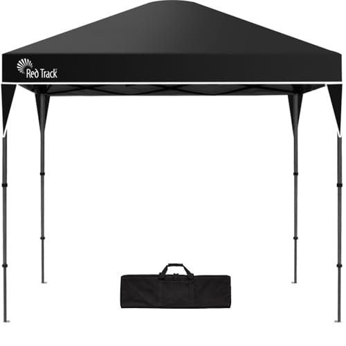 Red Track 3x3m Ultra Compact Folding Gazebo, Carry Bag, Portable Outdoor Popup Marquee for Camping Beach, Black