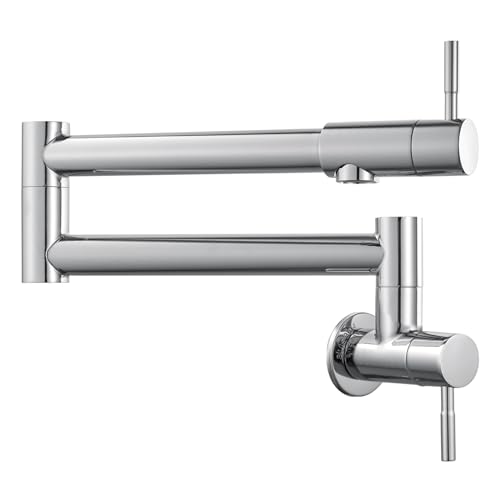 Robinet pot filler cuisine or brossé mitigeur mural extensible double poignée inox