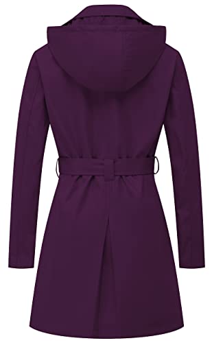 Chrisuno Women's Relaxed-Fit Water-Resistant Trench Coat Tan Peacoats Plus Size Purple 3Xl #TOP1