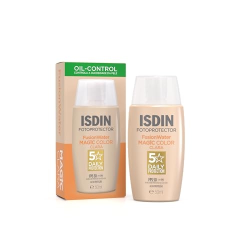 ISDIN Protetor Solar Facial Fusion Water Magic Color FPS 50-50 ml - Cor Clara ISDIN Protetor Solar Facial Fusion Water Magic Color FPS 50-50 ml - Cor Clara