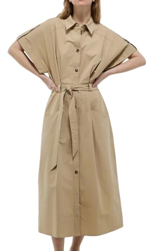 CHARTOU Women Elegant Long Cotton Dress Button Down Business Causal Work Outfits with Belt