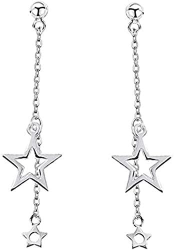 Dainty Lucky Star Dangle Stud Earrings S925 Sterling Silver for Women Girls Threader Tassel Chain Drop Dangling Charm Earring Hoops Hypoallergenic Chic Jewelry Xmas Gifts BFF