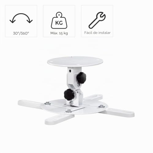 Soporte de techo para proyector giratorio inclinable Hama blanco 15kg 2