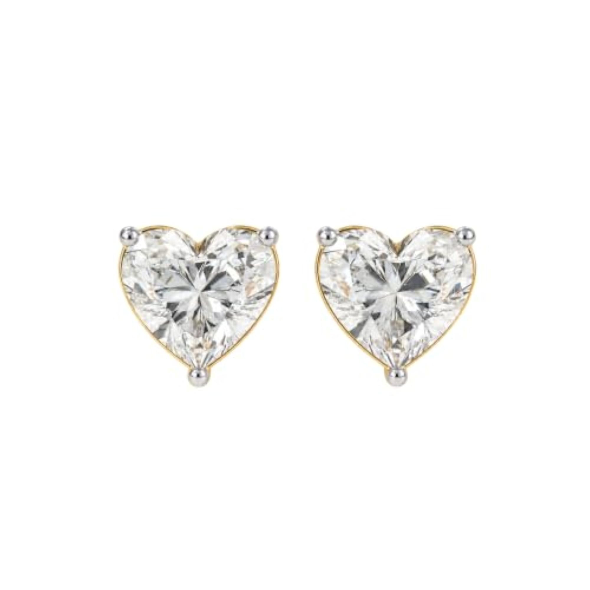 18Kt Gold Plated 925 Sterling Silver Heart Solitaire Stud Earrings