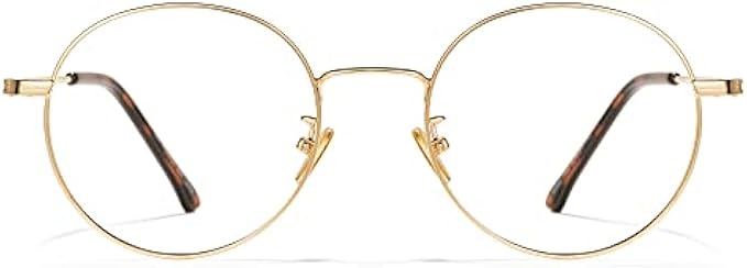 Cyxus Blue Light Glasses Round Wire Frame UV Blocking Filter Computer Glasses for Women Men Clear Lens Metal Eyewear Ultralight Relieve Digital Screen Eye Strain, Headache