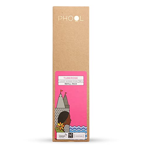 Image of Phool Luxury Incense Tuberose (Rajnigandha) Refill Pack - 80 Organic Charcoal-Free Agarbatti (200g), Calming Floral Fragrance, Pooja, Meditation & Aromatherapy