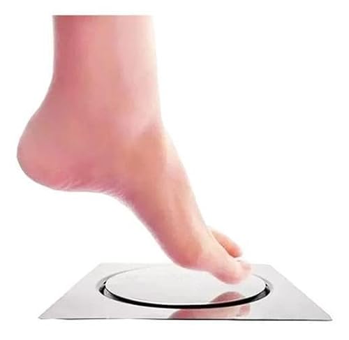 Bestfer Ralo Click Inteligente 9,4x9,4 Cm Aço Inox Antiferrugem Quadrada Para Banheiro BFH2216