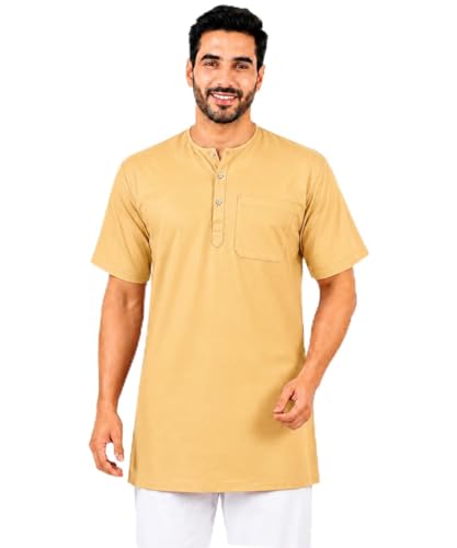 Image of Men's Cotton Halfsleeve Short Kurta for Summer