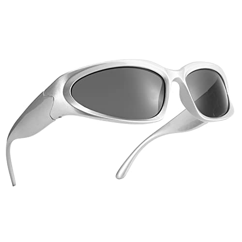 COASION Wrap Around Fashion Sunglasses Oval Dark Vintage Sun Glasses for Men Women Outdoor Sport Shades UV400 Eyeglasses