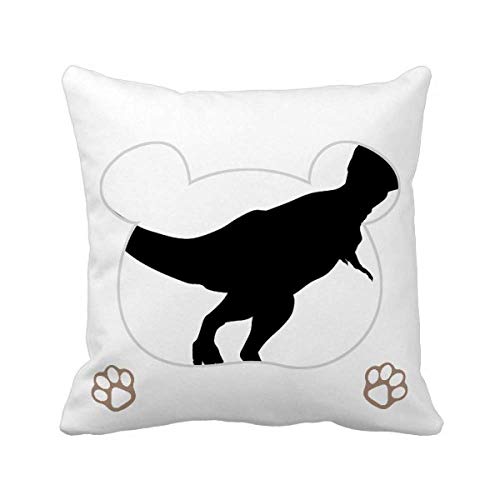 Housse de coussin os de dinosaure noir avec fermeture éclair invisible