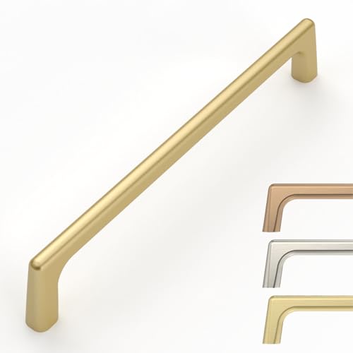 Image of 9BUILD 10 Pack 6.25 Inch Gold Cabinet Handles - Kitchen Hardware Pulls for Cabinets