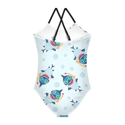 Shark Bubble Girls One Piece Swimsuits Summer Quick Dry Beach Bathing Suit2