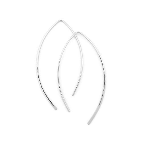 2 Inch Thin Sterling Silver Hammered Threader Earrings Open Hoop 20 Gauge (.8mm)
