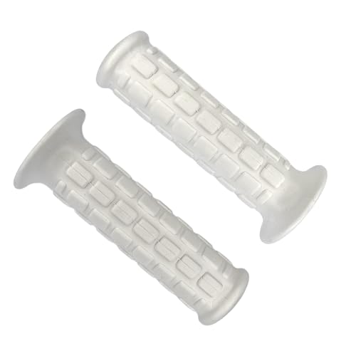 cyclingcolors Puños de Manillar Moto 115 mm Izquierda 7/8' (22 mm) Derecha 1' (24 mm) Revestimiento Antideslizante instalación fácil universales para Moto Scooter ciclomotor Blanco