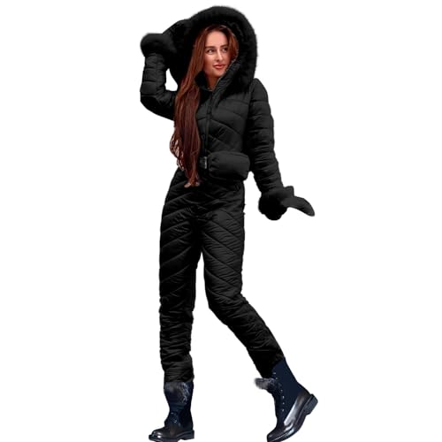 Combinaison de ski femme une pièce imperméable à capuche pour sport de neige