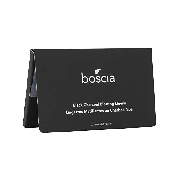 boscia Black Charcoal Blotting Linens - Vegan, Cruelty-Free, Natural Skin Care - Oil Blotting Sheets for Face - For Combination to Oily Skin Types - Travel Size - 100 Sheets