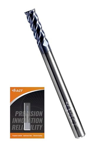 Image of ACCUCUT I4KES 1 /8 inch Carbide Square End Mill - 4 Flute Milling Bit for Steel, Forge Steel, Copper, Alloys & Materials < HRC 50-45 Degree Helix, AlTiCrN Coating CNC Router Bit
