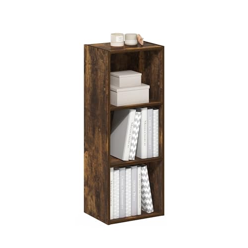 Image of Furinno LUDER Book Shelf, 3-Cube Bookshelf, Bookcase with Open Shelves, 9.3 x 12 x 31.5, Easy Assembly, for Living Room, Bedroom, Home Office, Amber Pine