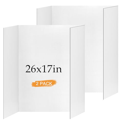 2 pack small trifold poster board 2634 x 1734 white corrugated project boards for science fairs school projects and event displays