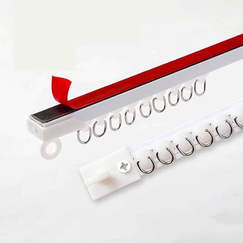 Riel de techo de aluminio autoadhesivo sin taladrar para cortinas de 2,2 m, perfecto para ventanas de bahía, dormitorios, salas de estar, separadores de ducha, fácil instalación
